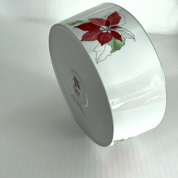 Vintage Christmas Holiday Vegetable Bowl Red Poinsettia by BLOCK SPAL,Goetzen - Picture 3 of 11